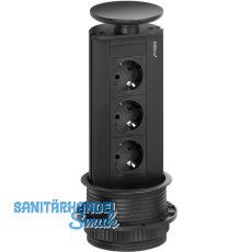 EVOline Port Steckdosenelement schwarz, 3x Schuko Wippdeckel schwarz EVOline Port Steckdosenelement schwarz, 3x Schuko Wippdeckel schwarz