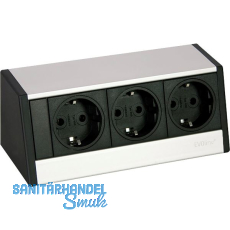 EVOline R-Dock Steckdosenelement 3 x Schuko alufarbig, schwarz EVOline R-Dock Steckdosenelement 3 x Schuko alufarbig, schwarz
