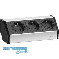 EVOline V-Dock Steckdosenelement 3 x Schuko alufarbig, schwarz EVOline V-Dock Steckdosenelement 3 x Schuko alufarbig, schwarz