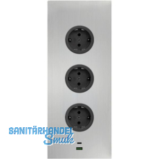 CARESSI Steckdosenelement 3ST29 3 Schukosteckdosen USB-A + C Charger Edelstahl