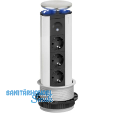 EVOline Port LED Steckdosenleiste Alu 3x Schuko Wippdeckel Edelstahl