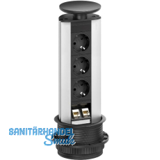 EVOline Port Steckdosenleiste Alu 3x Schuko 2x RJ45 Wippdeckel schwarz EVOline Port Steckdosenleiste Alu 3x Schuko 2x RJ45 Wippdeckel schwarz