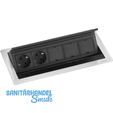 EVOline Flip Top Push DATA L 2xSchuko +3 x Modulplatz Edelstahl EVOline Flip Top Push DATA L 2xSchuko +3 x Modulplatz Edelstahl