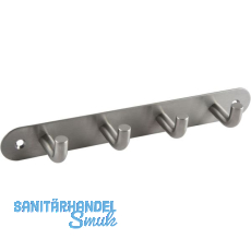 Garderobenleiste Sepa mit 4 Haken, Breite 220 mm, Edelstahl geb�rstet