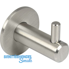 Mantelhaken Tonina 1 mit Platte ø 35 mm, Tiefe 42 mm, Edelstahl gebürstet Mantelhaken Tonina 1 mit Platte ø 35 mm, Tiefe 42 mm, Edelstahl gebürstet