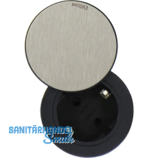 EVOline One Steckdose mit Drehdeckel schwarz/Edelstahl