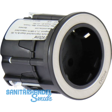 EVOline One Steckdose mit Abdeckring schwarz/Edelstahl EVOline One Steckdose mit Abdeckring schwarz/Edelstahl