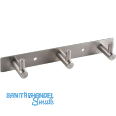 Garderobenleiste Linosa mit 3 Haken, Breite 195 mm, Edelstahl geb�rstet
