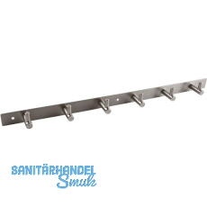 Garderobenleiste Linosa mit 6 Haken, Breite 460 mm, Edelstahl geb�rstet