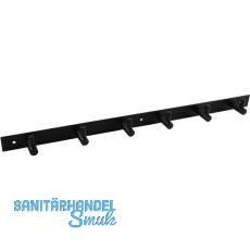 Garderobenleiste Linosa mit 6 Haken, Breite 460 mm, Stahl schwarz matt Garderobenleiste Linosa mit 6 Haken, Breite 460 mm, Stahl schwarz matt