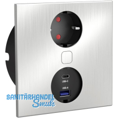HPF Einbausteckdose Duplex-Q, 1 Stk. Schukosteckdose, + USB-Charger, Edelstahl
