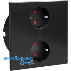 HPF Einbausteckdose Duplex-Q, 2 Stk. Schukosteckdosen, schwarz