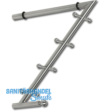 Garderobenarm Month mit 4 Doppelhaken, schwarze Gummiauflage,Edelstahl geb�rstet