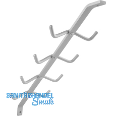 Garderobenarm Neper mit 4 Doppelhaken ohne Auflage, Aluminium silber eloxiert