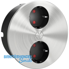 HPF Einbausteckdose Duplex-R, 2 Stk. Schukosteckdosen, Edelstahl HPF Einbausteckdose Duplex-R, 2 Stk. Schukosteckdosen, Edelstahl