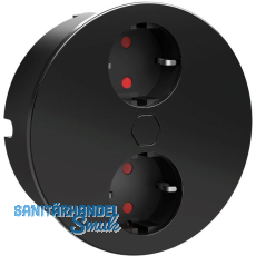 HPF Einbausteckdose Duplex-R, 2 Stk. Schukosteckdosen, schwarz