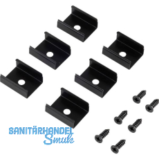 L&S Befestigungsclip Lite Track Stahl schwarz, 6 Stk.