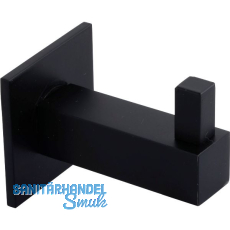 Mantelhaken Tikal mit Platte 40 x 40 mm, T 55 mm, Edelstahl schwarz matt