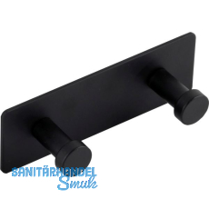 Garderobenleiste Gabios mit 2 Haken, Breite 120 mm, Stahl schwarz matt Garderobenleiste Gabios mit 2 Haken, Breite 120 mm, Stahl schwarz matt