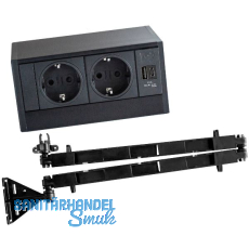 EVOline R-Dock Steckdosenelement 2 Schuko, USB-Charger schwarz mit EVOline Wing EVOline R-Dock Steckdosenelement 2 Schuko, USB-Charger schwarz mit EVOline Wing