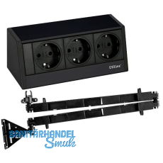 EVOline R-Dock Steckdosenelement 3 x Schuko schwarz Set mit EVOline Wing EVOline R-Dock Steckdosenelement 3 x Schuko schwarz Set mit EVOline Wing