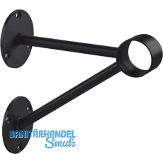 Bar-Reling Wandstütze mit Diagonalstreben für Rohr-ø 38 mm, Schwarz beschichtet Bar-Reling Wandstütze mit Diagonalstreben für Rohr-ø 38 mm, Schwarz beschichtet