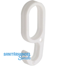 Haken 1a für Oval-Schrankrohr 30 x 15 mm, Kunststoff weiß Haken 1a für Oval-Schrankrohr 30 x 15 mm, Kunststoff weiß