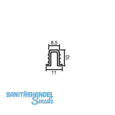 ALUMIS GST Innenfront Einfachlaufschiene oben, 11 x 8,5 mm, Aluminium eloxiert