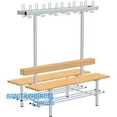 RONTEC Sitzbankst�nder doppelseitig mit Schuhablage 1000 mm Alu natur eloxiert