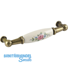 Griff Rose Breite 107 mm, Porzellan/ZN elfenbein/altvermessingt