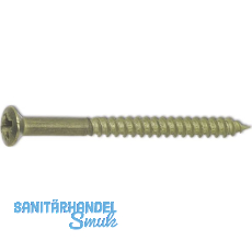 DIN7995 3.5 x 25 Pozidriv 2 Messing blank Holzschraube Linsensenkkopf