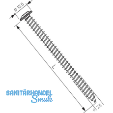 SFS Flachkopf-Rahmenanker 7,5 x182 � 13,5 Torx 30 verzinkt