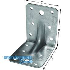 SIMPSON Winkelverbinder ABR 90x90x65mm mit Rippe feuerverzinkt SIMPSON Winkelverbinder ABR 90x90x65mm mit Rippe feuerverzinkt