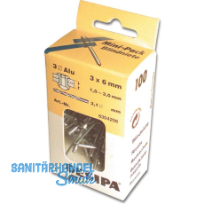 ISO15977 GESIPA Blindniete Mini-Pack 3.0X 6 Aluminium/Stahldorn Flachkopf