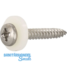 Fensterbankschraube 3.9x19 Pozidriv Kreuzschlitz Edelstahl A2 mit Polyamid-Sch. Fensterbankschraube 3.9x19 Pozidriv Kreuzschlitz Edelstahl A2 mit Polyamid-Sch.