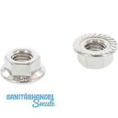 DIN6923 M 6 Edelstahl A2 Sechskant-Sperrzahnmutter mit Flansch