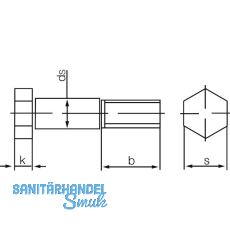 DIN609 M20x 60 blank Sechskant-Pa�schraube mit langem Gewindezapfen