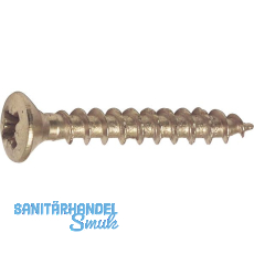 Spanplattenschraube Linsensenkkopf 3.0x 20 Vollgewinde Pozidriv 1 vermessingt