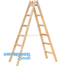 JUST Holz Stehleiter Sprossen=6 Länge=1,96 m mit Gurt JUST Holz Stehleiter Sprossen=6 Länge=1,96 m mit Gurt