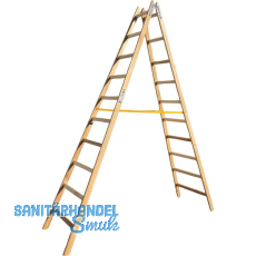 JUST Holz Stehleiter Sprossen=10 Länge=3,16 m mit Gurt JUST Holz Stehleiter Sprossen=10 Länge=3,16 m mit Gurt