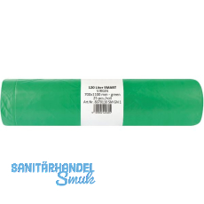 M�lls�cke Polyethylen 120 Liter, 25 my 700 x 1100 mm ohne Zugband gr�n