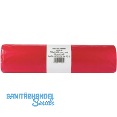 M�lls�cke Polyethylen 120 Liter, 25 my 700 x 1100 mm ohne Zugband rot