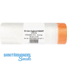 M�lls�cke Polyethylen 35 Liter, 15 my 530 x 600 mm mit Zugband wei�