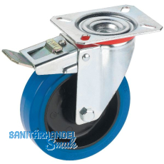 DÖRNER + HELMER Lenkrolle Elastik blau Platte 100 mm 150 kg Feststeller DÖRNER + HELMER Lenkrolle Elastik blau Platte 100 mm 150 kg Feststeller