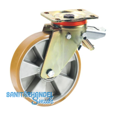 D�RNER + HELMER Lenkrolle Polyurethan Alu-Guss-Felge 100 mm 250 kg Feststeller