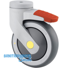 TENTE Lenkrolle PUR R�ckenloch mit nachlaufendem Totalfesteller 125 mm 80 kg