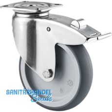 TENTE Lenkrolle Edelstahl Platte nachlaufender Totalfestst. 100 mm 80 kg TENTE Lenkrolle Edelstahl Platte nachlaufender Totalfestst. 100 mm 80 kg