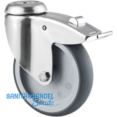 TENTE Lenkrolle TPE Edelstahl mit R�ckenloch und Feststeller 125 mm