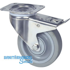 TENTE Lenkrolle Elastik grau Polyamidfelge 125 mm 250 kg Totalfeststeller