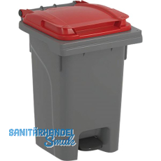 M�lltonne 60 Liter Kunststoff grau/rot Urban Pro